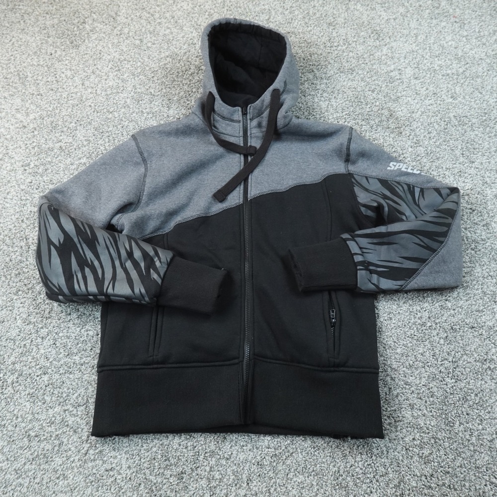 Speed And Strength Hoodie Womens XL Gray Black Full Zip Motorcycle Riding Jacket